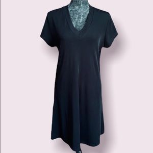 Vintage Baja Blue V-Neck Tee Dress in Black